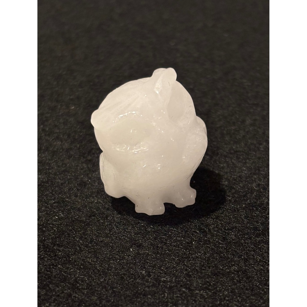 Hand Carved White Quartz Owl Figurine Small Crystal Gemstone Bird Sculpture
